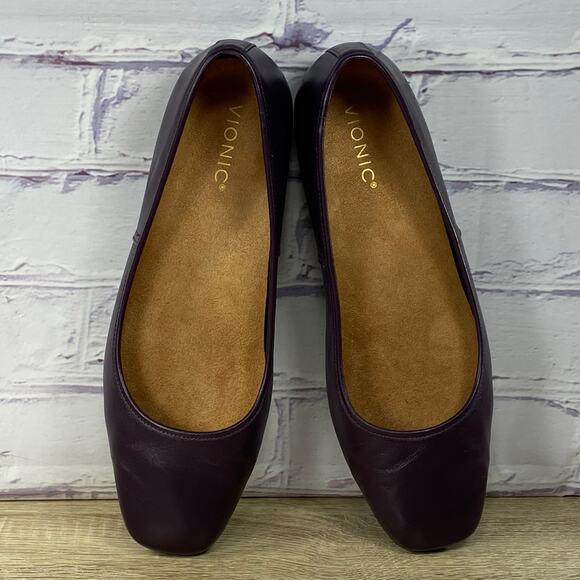 Vionic Orinda Ballet Flats Women's 11 Wide Plum Purple Square Toe Comfort Shoes - Picture 6 of 8